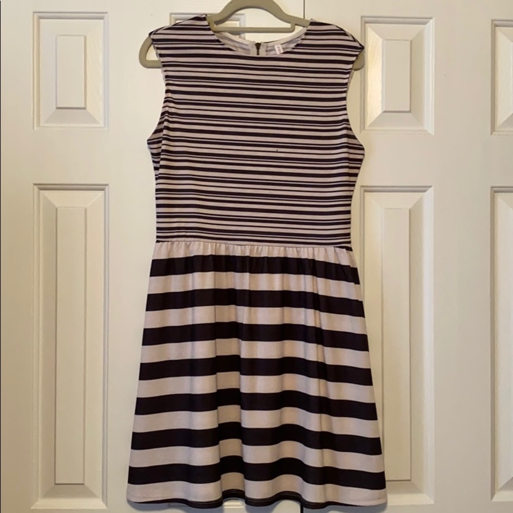Black and white striped dress